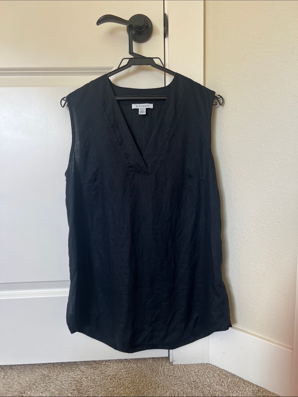 PURE NAVY Linen Black sleeveless